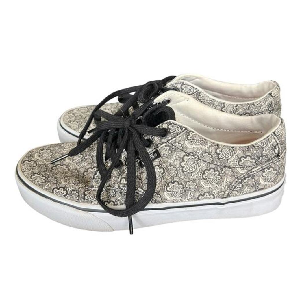 Vans Atwood lo-pro laceup sk8 sneakers black white paisley floral print sz 7.5